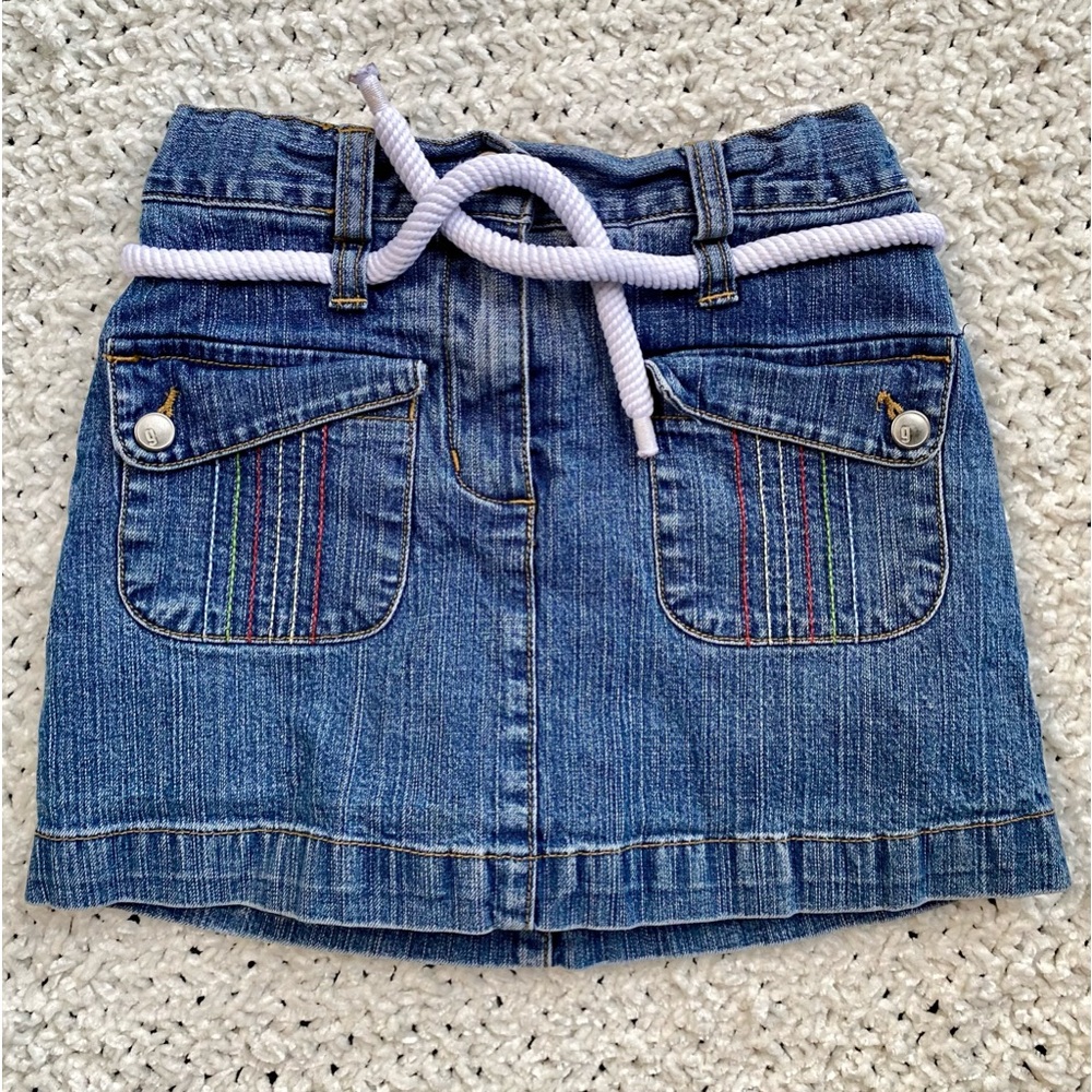 Gymboree Wish You Were Here Rope Belt Denim Skort 2006 Adjustable Waist EUC
